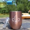 Fleur de lis rose gold wine glass